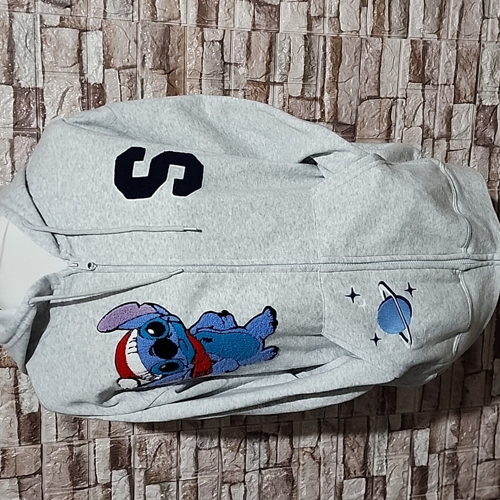Disney Stitch Gray Full Zip Hoodie Sweatshirts